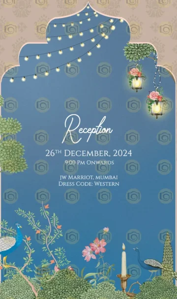 Stylish Wedding Reception Card With Floral Motifs